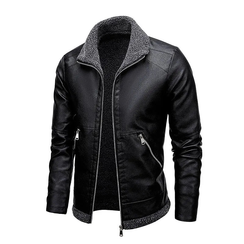 Men’s Slim High-Quality PU Leather Motorcycle Jacket-HighTouch