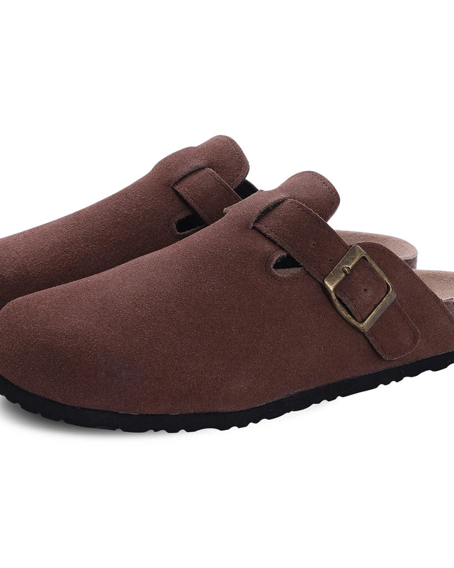 Women’s Cork Slippers with Arch Support – Comwarm Suede Non-Slip Clogs