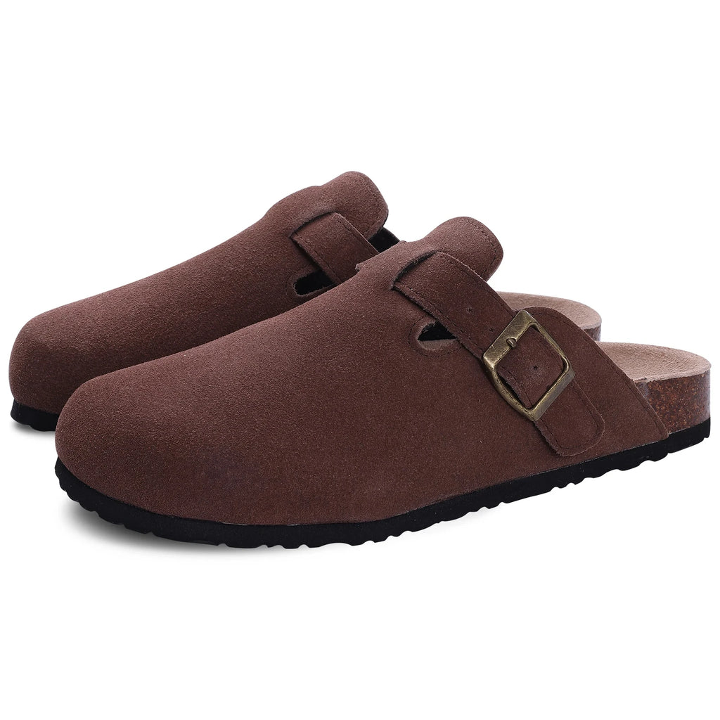 Women’s Cork Slippers with Arch Support – Comwarm Suede Non-Slip Clogs-HighTouch