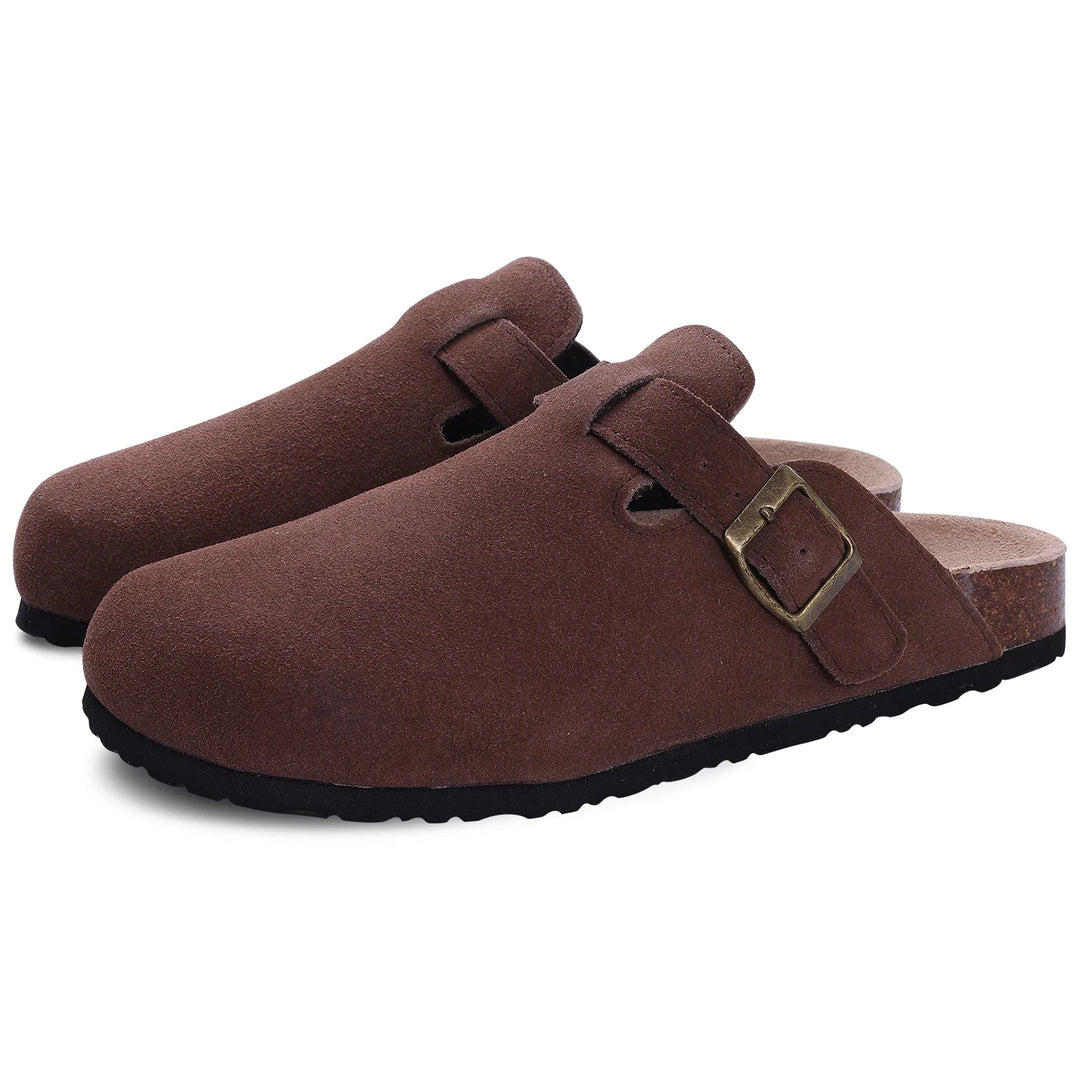 Women’s Cork Slippers with Arch Support – Comwarm Suede Non-Slip Clogs-HighTouch