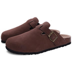 Women’s Cork Slippers with Arch Support – Comwarm Suede Non-Slip Clogs-HighTouch