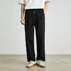 Men’s Straight-Leg Drawstring Trousers – Japanese Casual Elastic Waist Pants-HighTouch