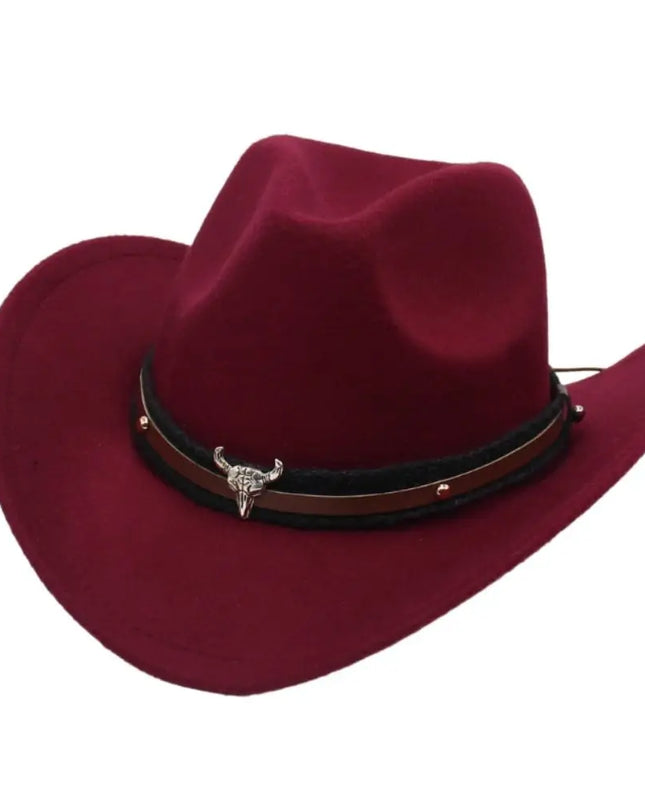 Western Cowboy Hat – Jazz Knight felt hat with bull-shaped décor