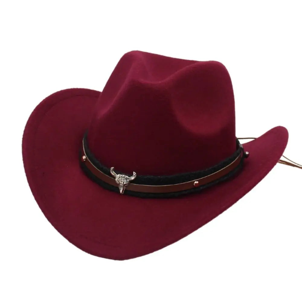 Western Cowboy Hat – Jazz Knight felt hat with bull-shaped décor-HighTouch
