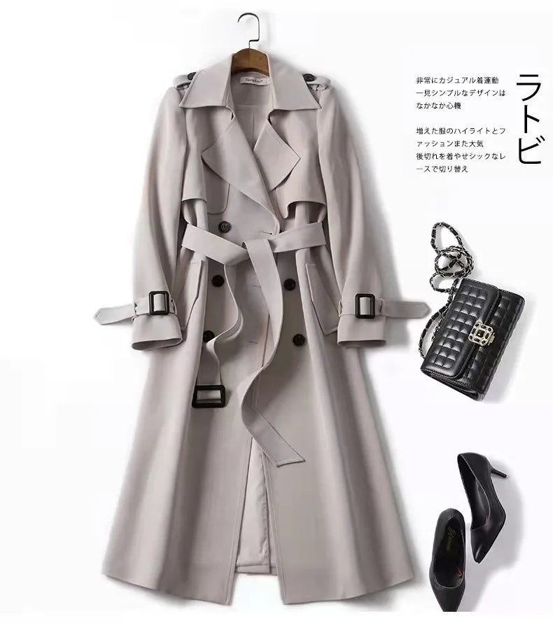 Phantasy Women’s Lace-Up British Style Trench Coat-HighTouch