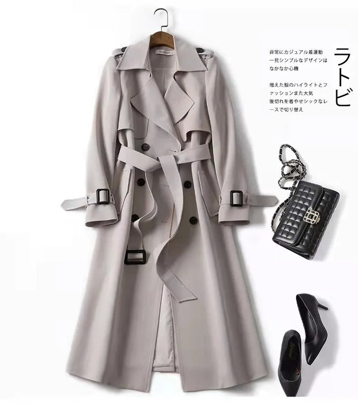 Phantasy Women’s Lace-Up British Style Trench Coat-HighTouch