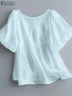 Square Neck Puff Sleeve Blouse-HighTouch