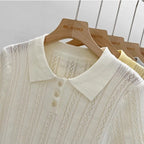 Matakawa Hollow Knit Tee – Korean Summer Elegance-HighTouch