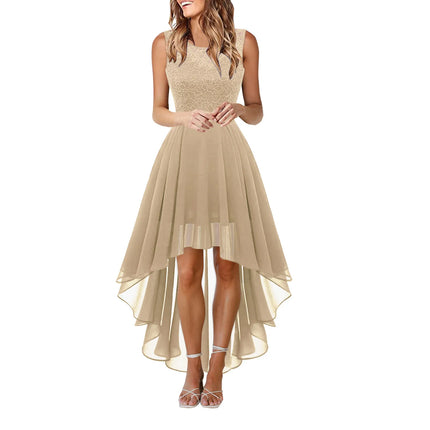 Vintage Floral Lace Irregular-Hem Cocktail & Bridesmaid Dress