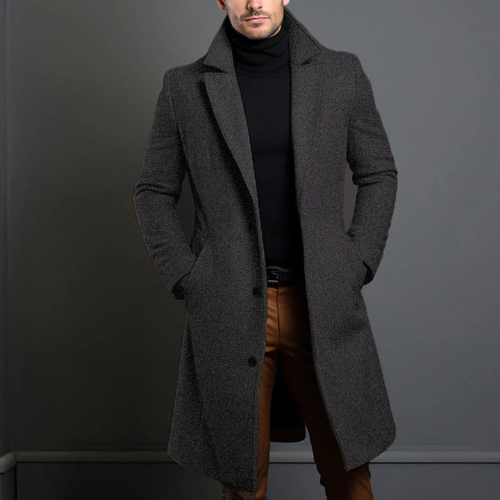 Men’s Luxe Wool Trenchcoat – Mid-Long Warm Business Overcoat-HighTouch