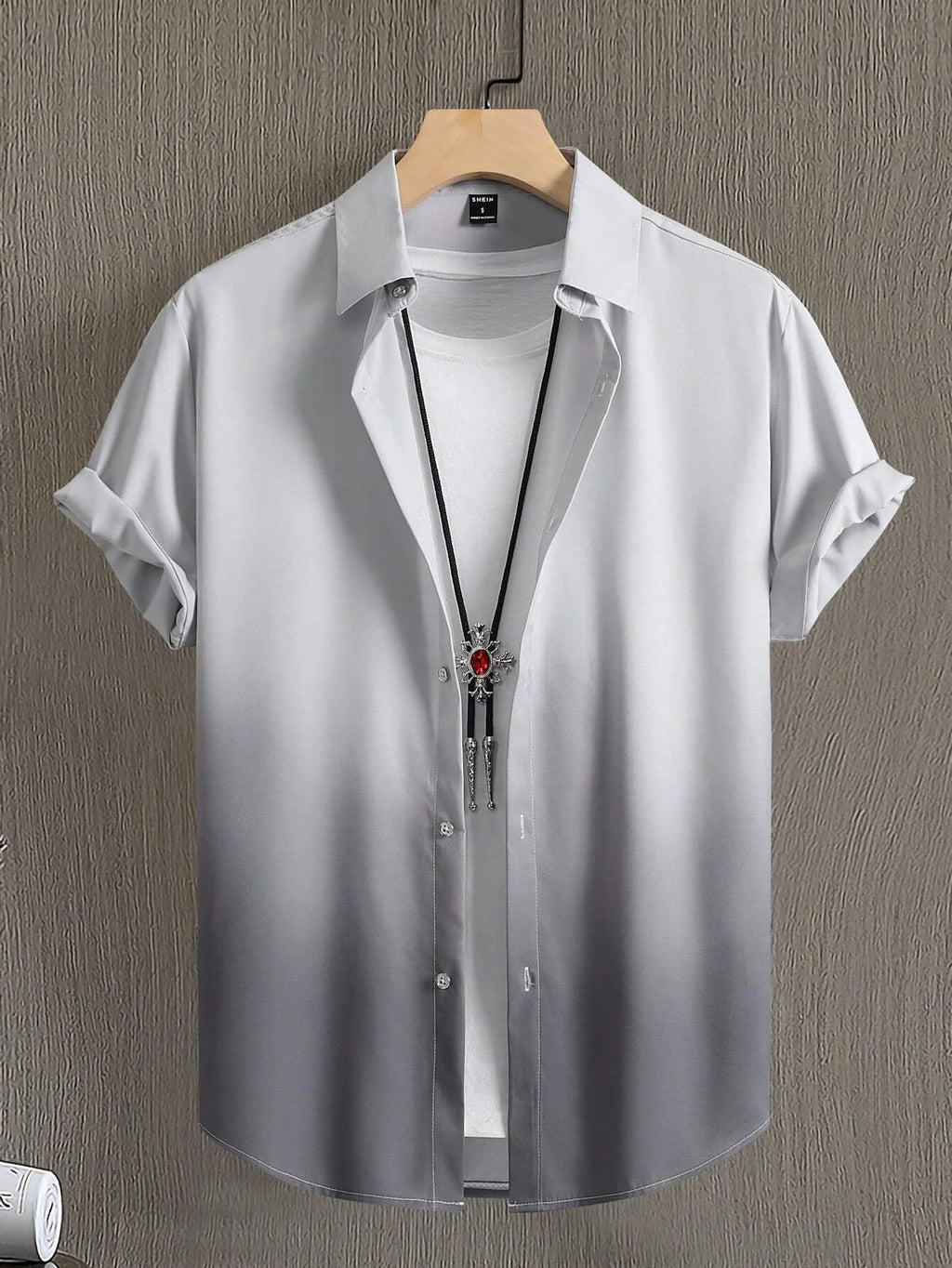 Men’s Gradient 3D Print Short Sleeve Shirt-HighTouch