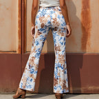 Mia Muse Camo Contrast-Panel High-Waist Pants – Full‑Length Casual Summer Trousers-HighTouch