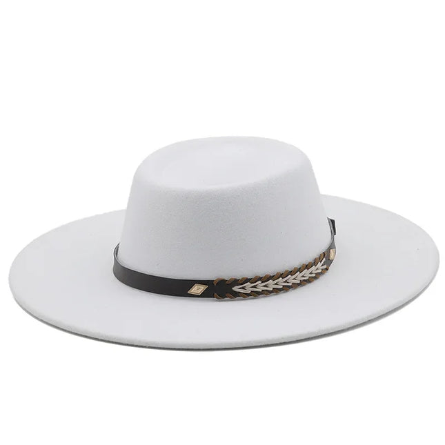 British-Style Wide-Brim Felt Fedora – Adjustable Luxury Jazz & Wedding Hat