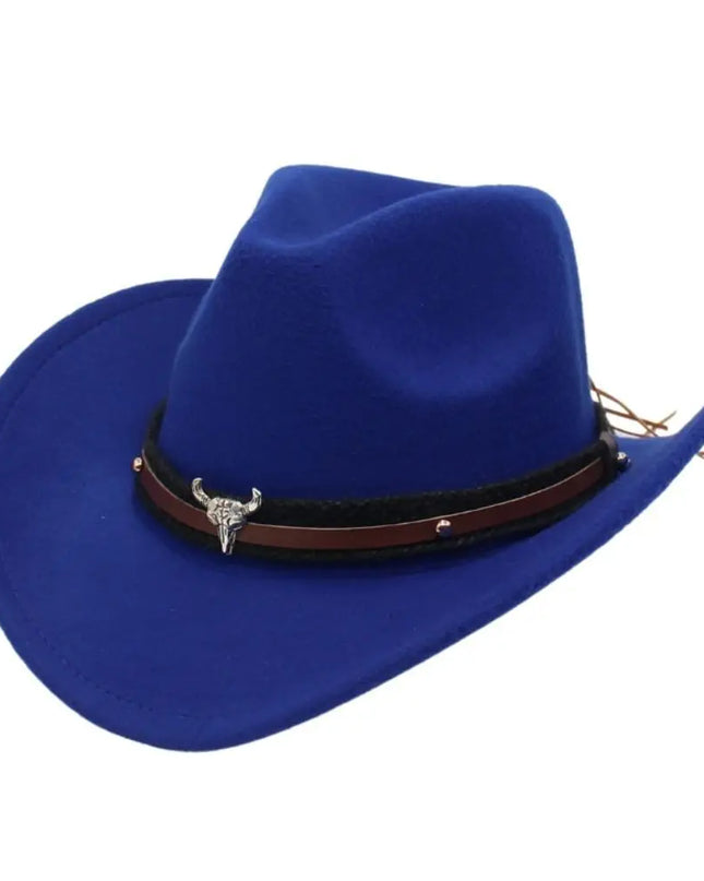 Western Cowboy Hat – Jazz Knight felt hat with bull-shaped décor