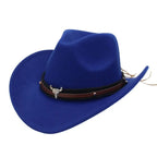 Western Cowboy Hat – Jazz Knight felt hat with bull-shaped décor-HighTouch