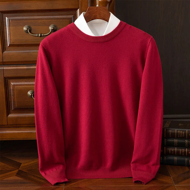 Men’s Merino Wool Sweater Premium Long Sleeve Knit Pullover-HighTouch
