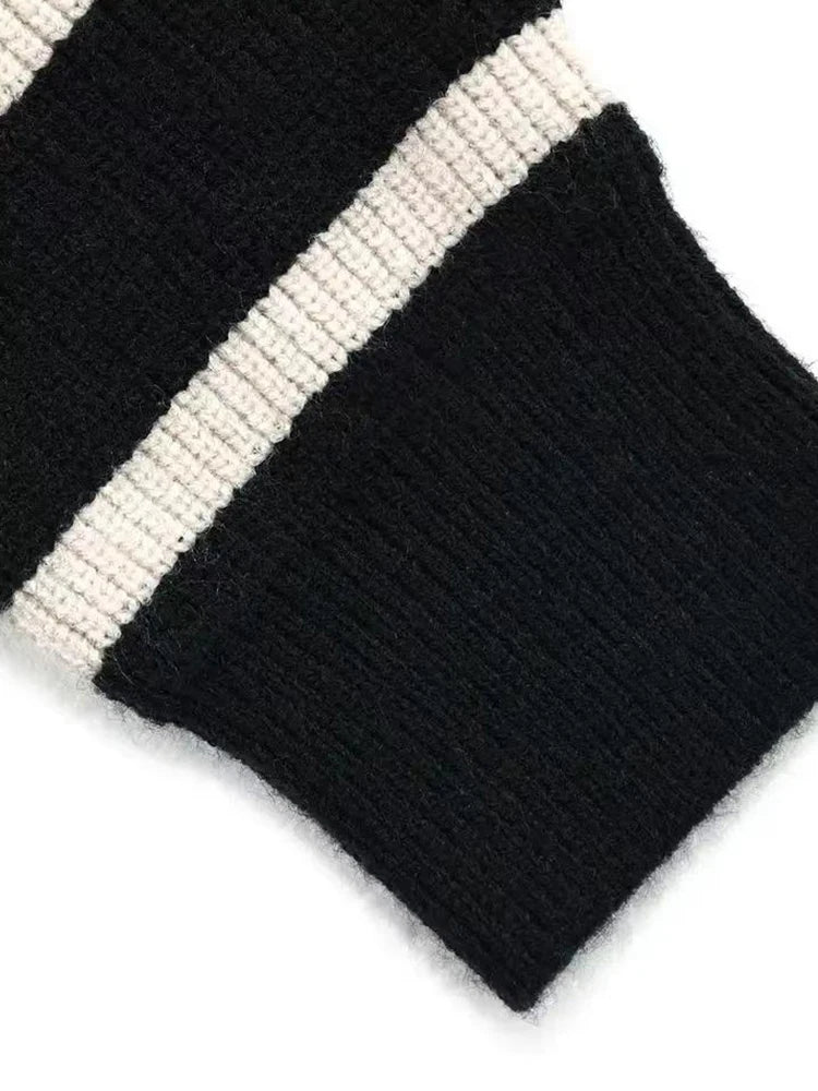 Heren gestreepte halfrits gebreide trui