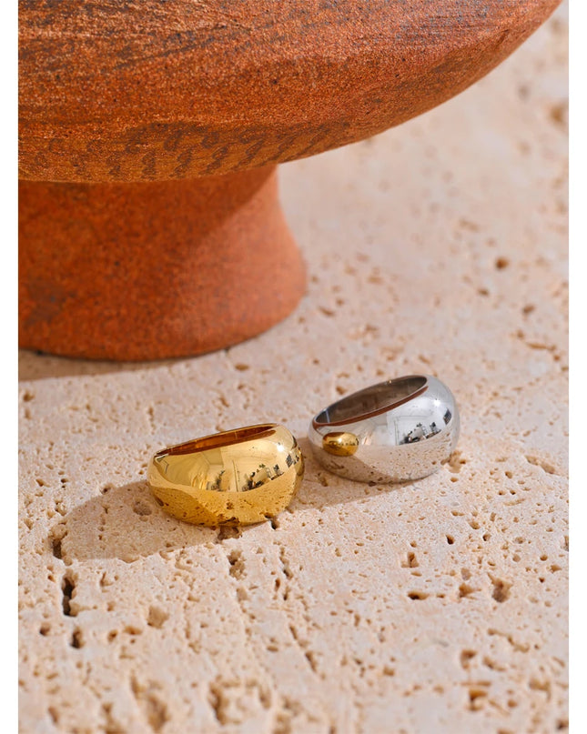 Textured Thick Stainless Steel Ring – 18K PVD Gold Plated