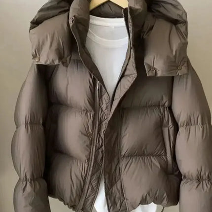 Warm Cotton Hooded Short Jacket for Women