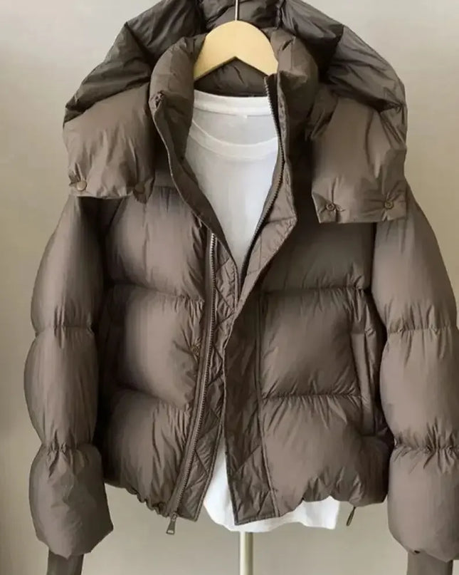 Warm Cotton Hooded Short Jacket for Women