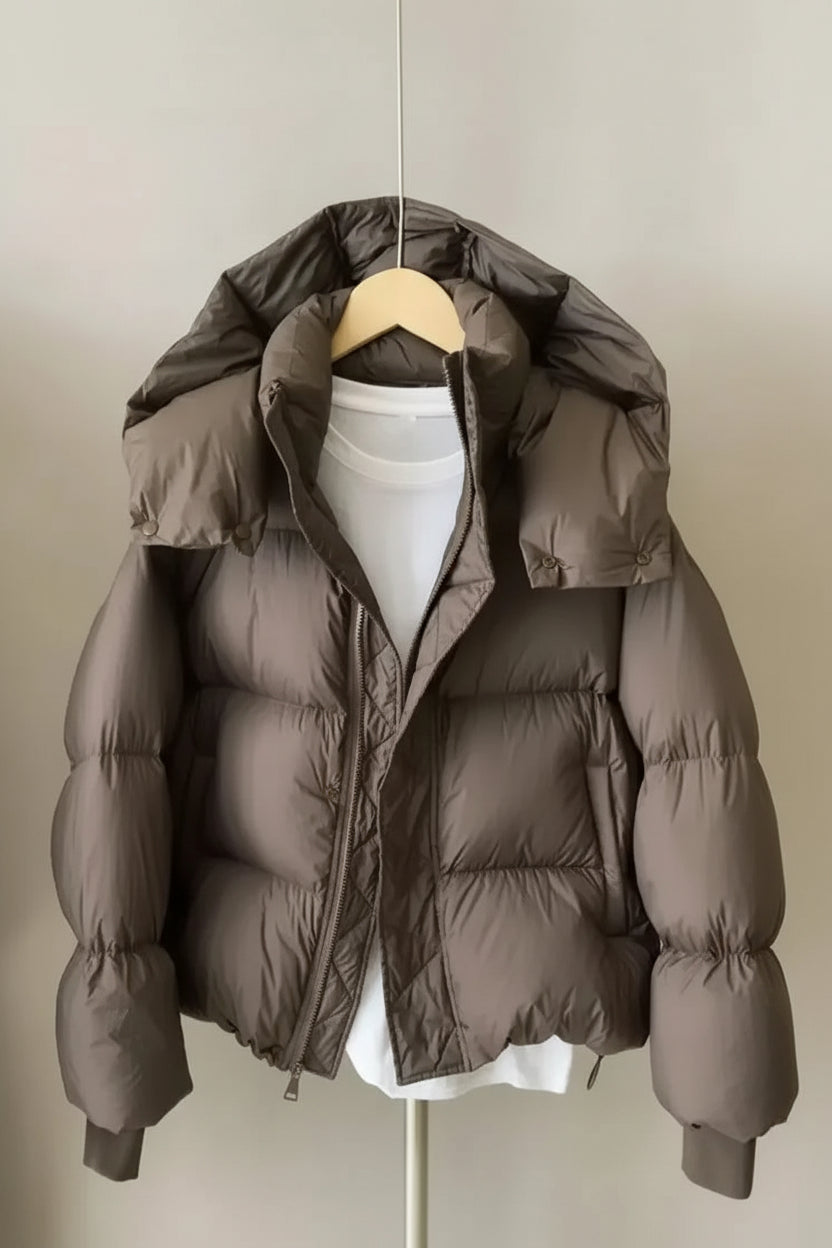 Warm Cotton Hooded Short Jacket for Women-HighTouch