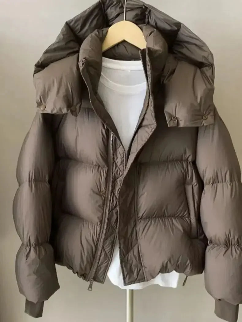 Warm Cotton Hooded Short Jacket for Women