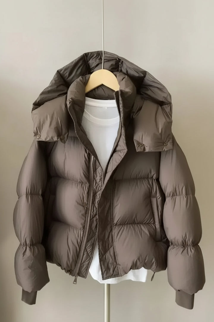 Warm Cotton Hooded Short Jacket for Women-HighTouch