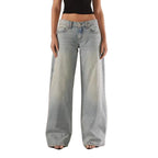 Women’s Low-Rise Wide-Leg Loose Denim Jeans – Solid Colour Spring Style-HighTouch