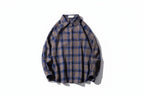 Oversized Vintage Plaid Shirt Men – Thick Long-Sleeve Streetwear Blouse-HighTouch