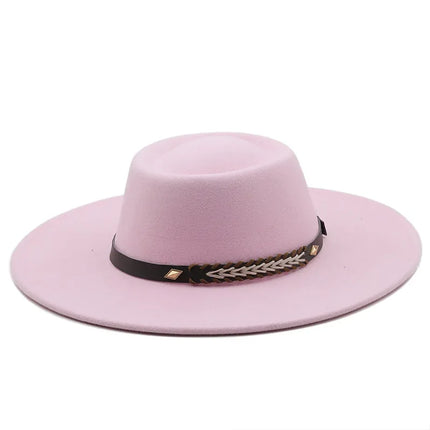 British-Style Wide-Brim Felt Fedora – Adjustable Luxury Jazz & Wedding Hat