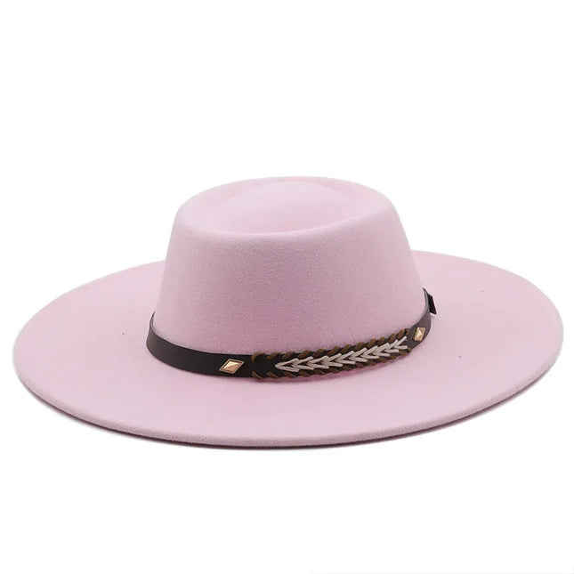 British-Style Wide-Brim Felt Fedora – Adjustable Luxury Jazz & Wedding Hat