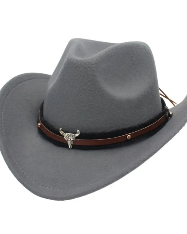 Western Cowboy Hat – Jazz Knight felt hat with bull-shaped décor