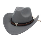 Western Cowboy Hat – Jazz Knight felt hat with bull-shaped décor-HighTouch
