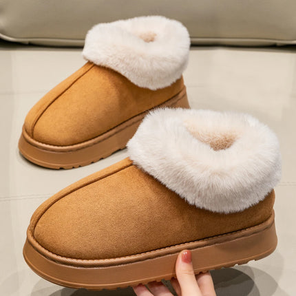 Faux-Fur Plush Slipper Boots Women – Warm Snow-Boot Home Indoor Anti-Slip