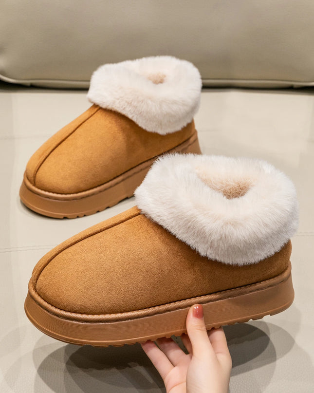 Faux-Fur Plush Slipper Boots Women – Warm Snow-Boot Home Indoor Anti-Slip
