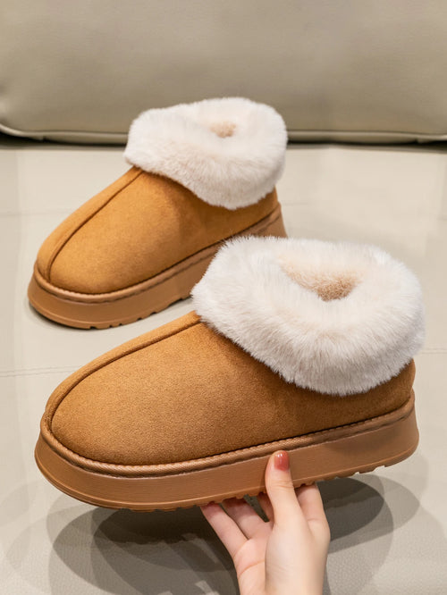 Faux-Fur Plush Slipper Boots Women – Warm Snow-Boot Home Indoor Anti-Slip