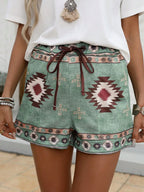 Western Ethnic Resort Style Printed Shorts – Women’s Retro Summer Geometric Bottoms-HighTouch