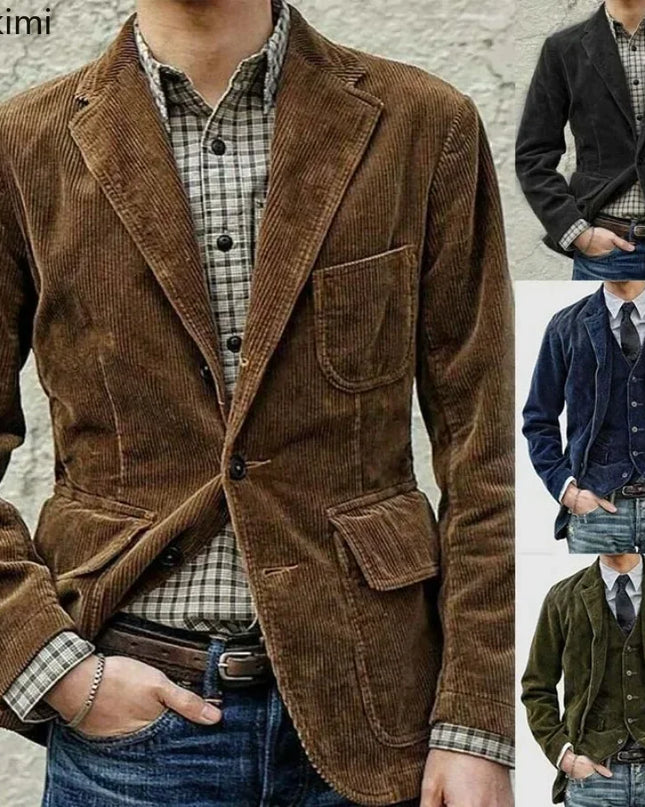 Corduroy Shoulder-Pad Jacket Men