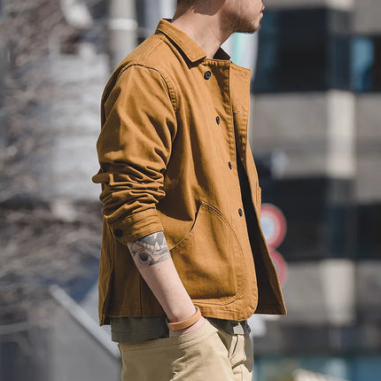 Multi-Pocket Cotton Workwear Jacket Men