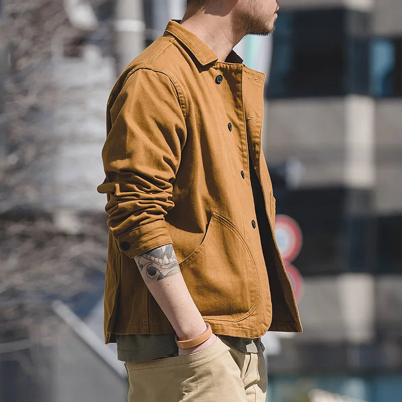 Multi-Pocket Cotton Workwear Jacket Men-HighTouch