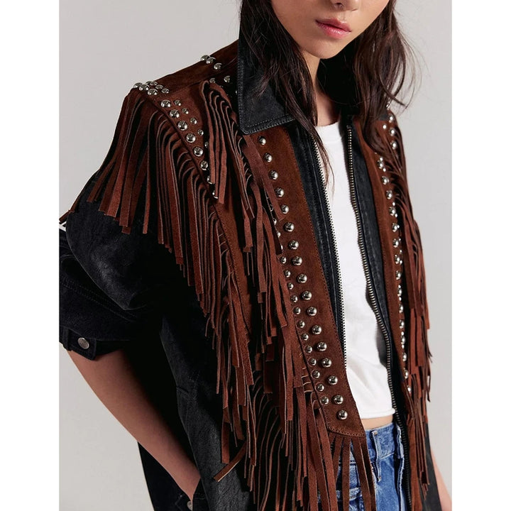 Vintage Studded Faux Suede Tassel Vest