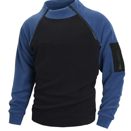Stand-Up Collar Fitted Long-Sleeve Pullover Hoodie for Men