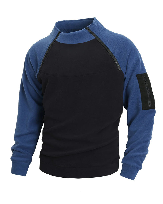 Stand-Up Collar Fitted Long-Sleeve Pullover Hoodie for Men