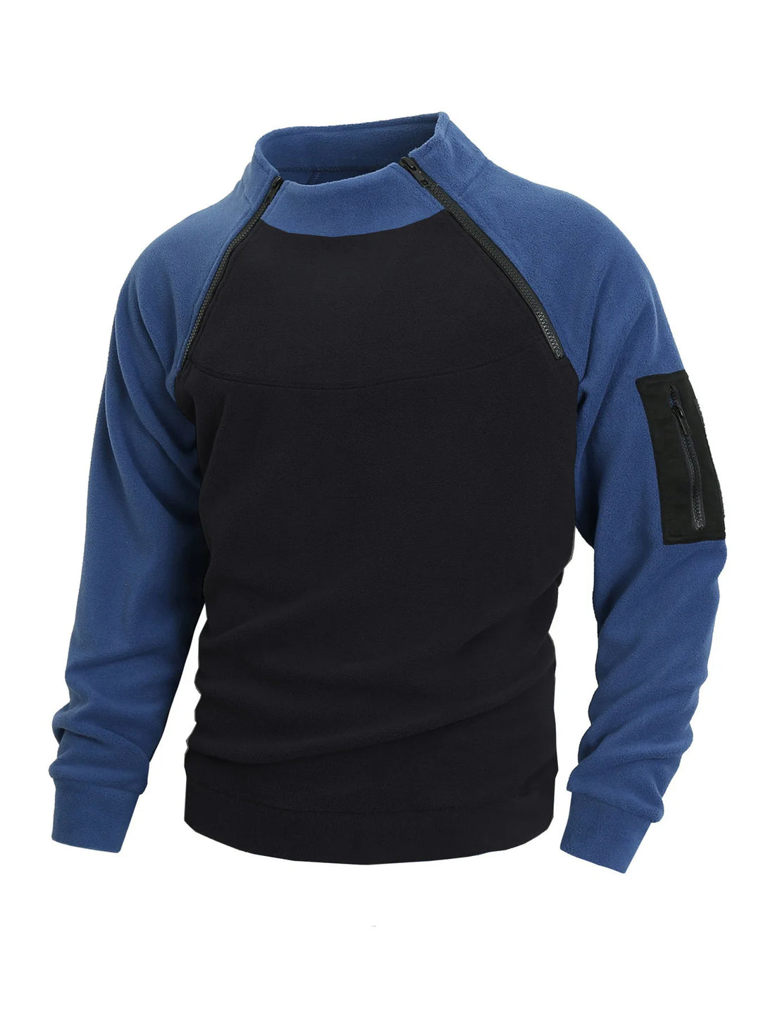 Stand-Up Collar Fitted Long-Sleeve Pullover Hoodie for Men-HighTouch