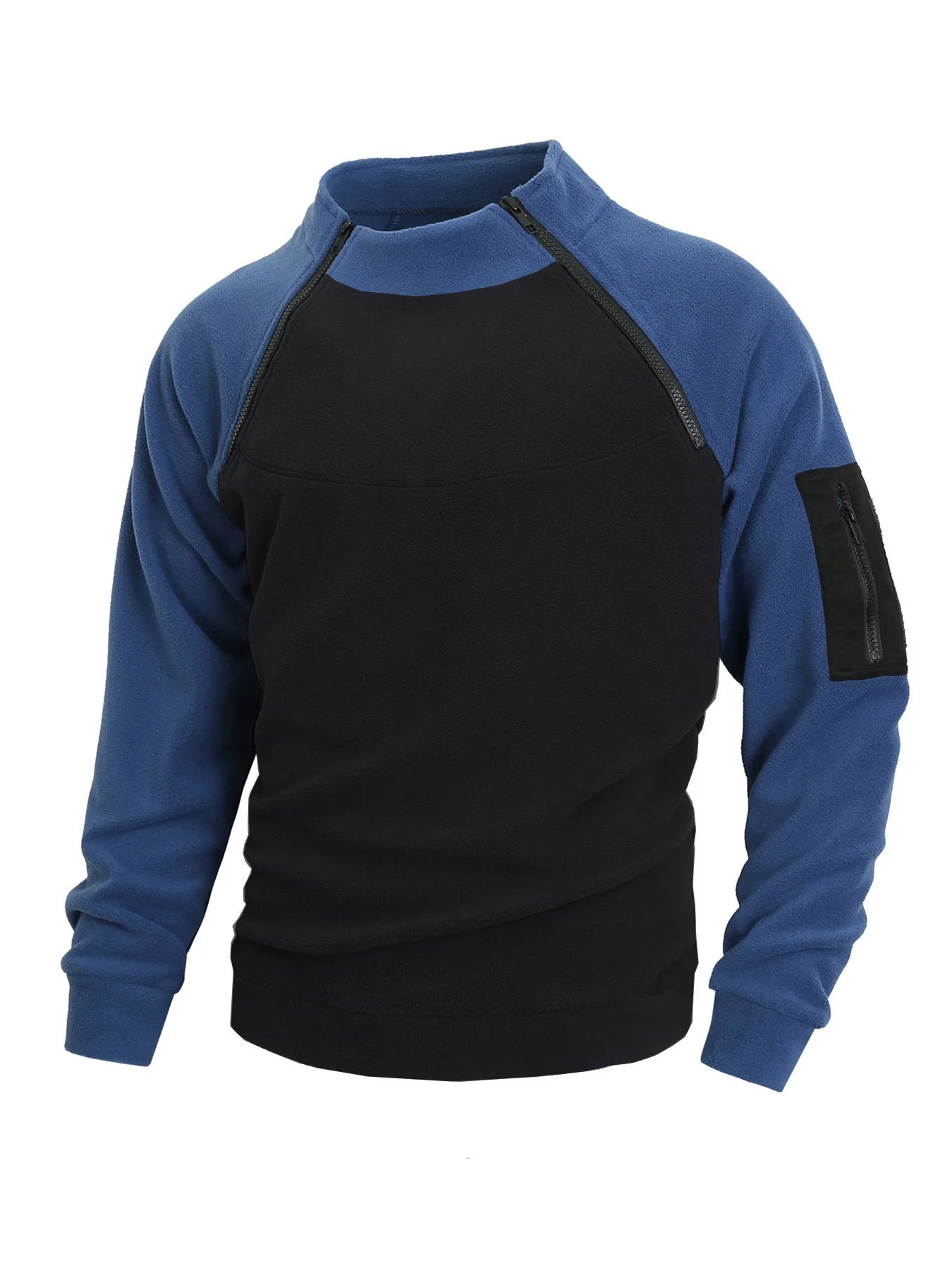 Stand-Up Collar Fitted Long-Sleeve Pullover Hoodie for Men