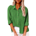 Women’s Long Sleeve Cotton-Linen Shirt