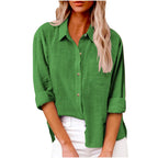 Women’s Long Sleeve Cotton-Linen Shirt