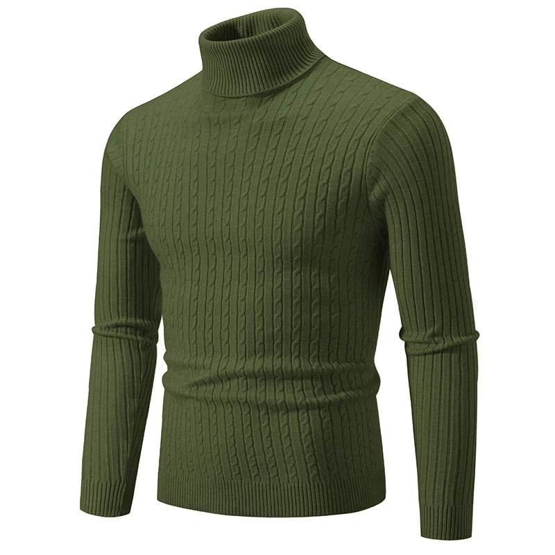 Men’s High-Neck Knitted Pullover Sweater