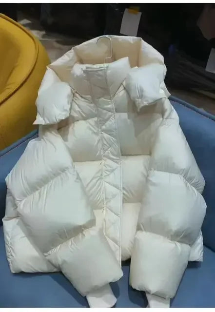 Warm Cotton Hooded Short Jacket for Women