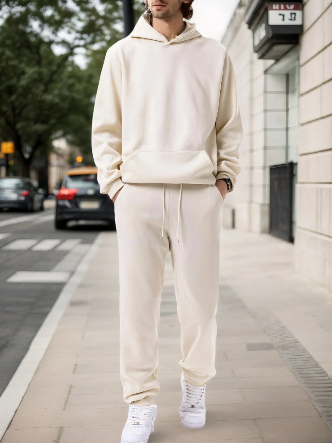 Men's Autumn and Winter Solid Color  Pants Two-piece Set Casual Sportswear Men's Tracksuit